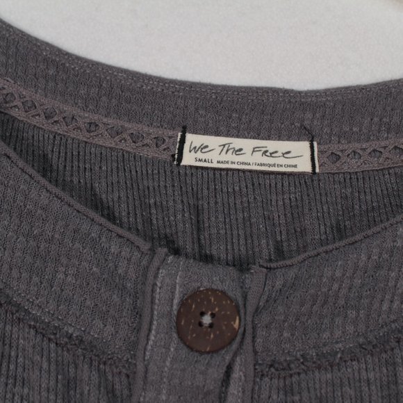 We the Free Shirt Women's Small Gray Long Sleeve Solid Polyester Rayon - Picture 4 of 13